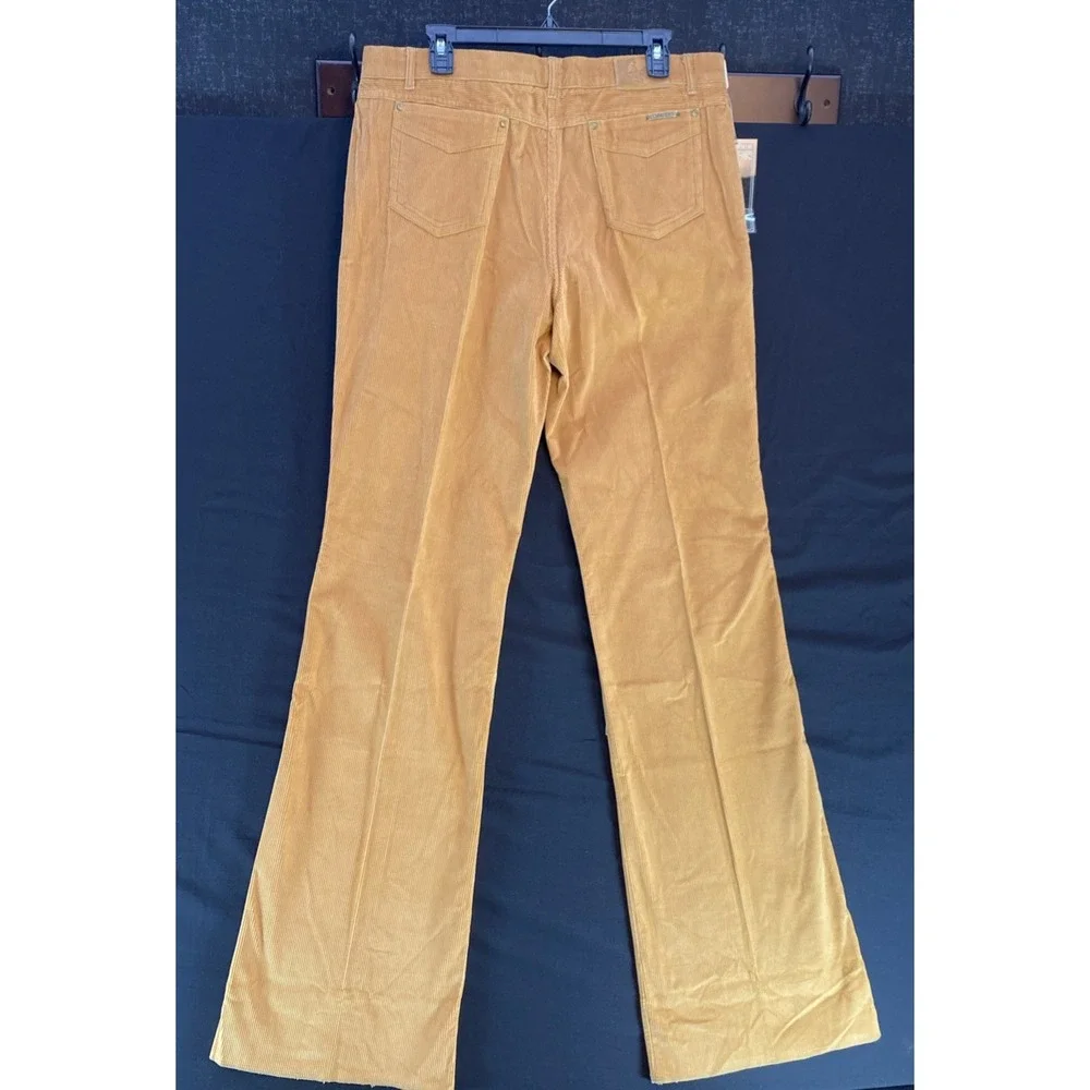 Vtg Brittania Tan Brown Corduroy Pants Slacks 36 Long Flare NWT Raw Hem 2482-8